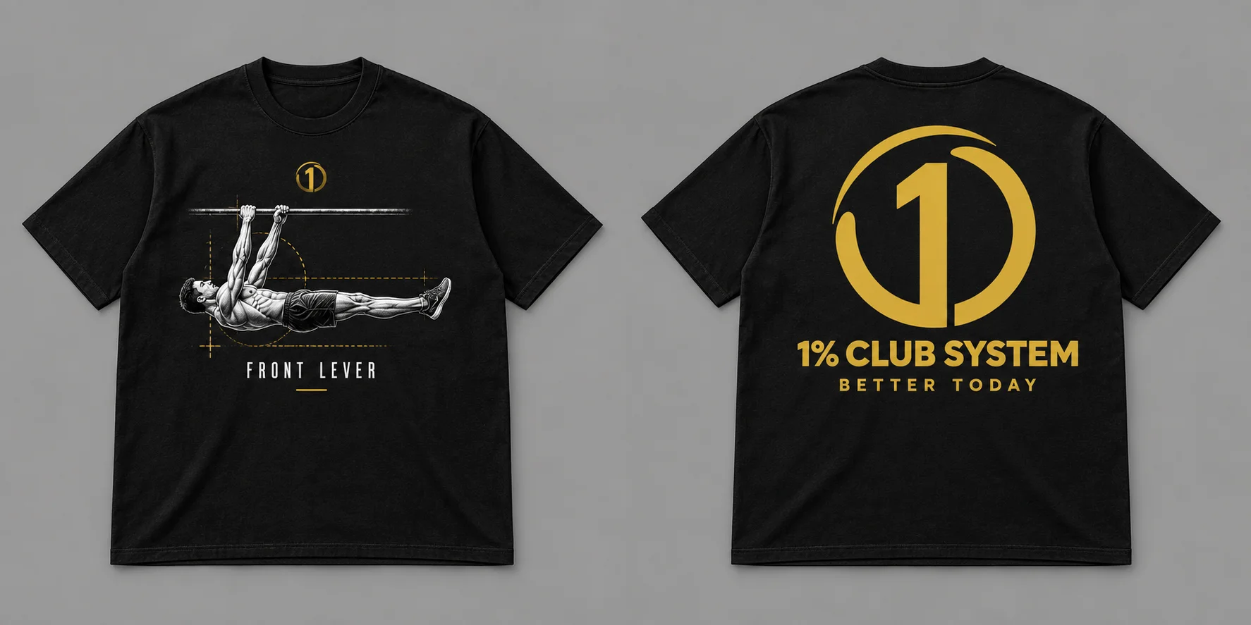 Front Lever tee, front skill artwork; concept mockup