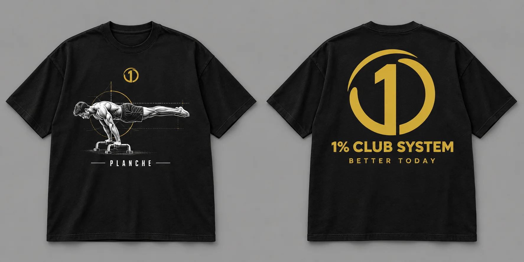 Planche tee, front skill artwork; concept mockup