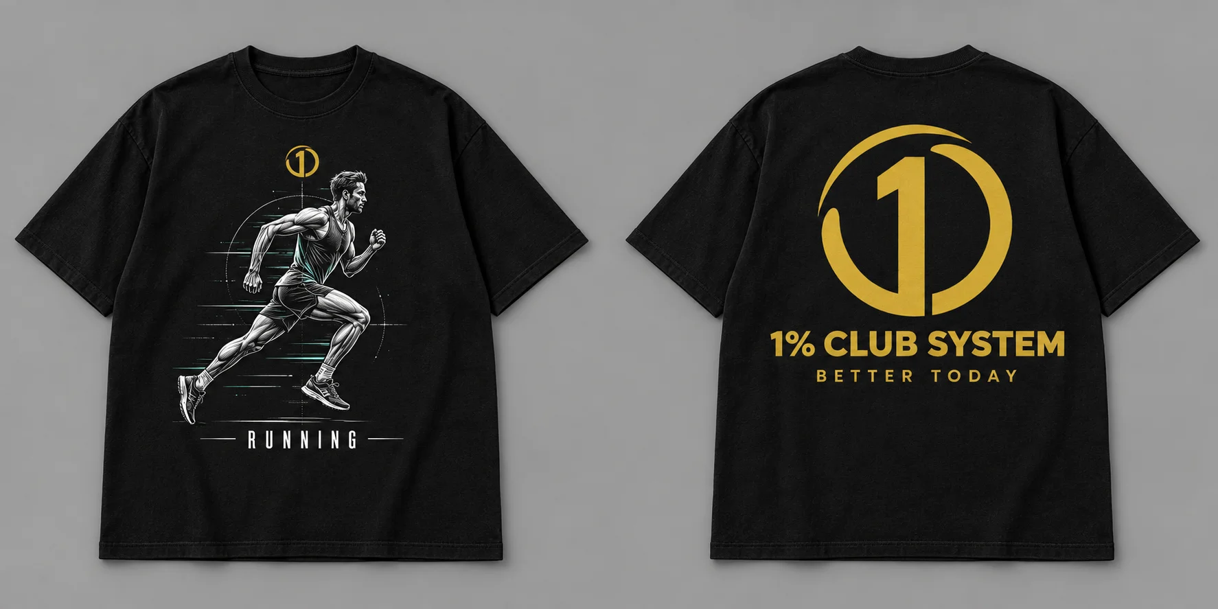 Running tee, front skill artwork; concept mockup